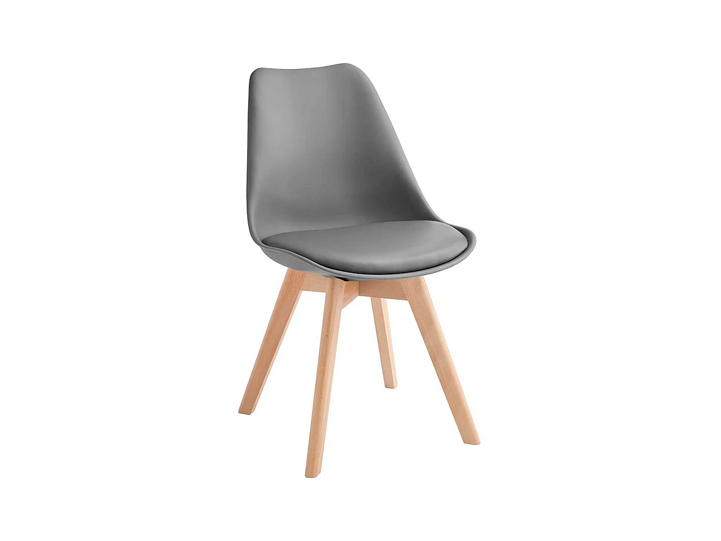 Schalensitz St�hle im Skandi Design Grau und Buche (4er Set)