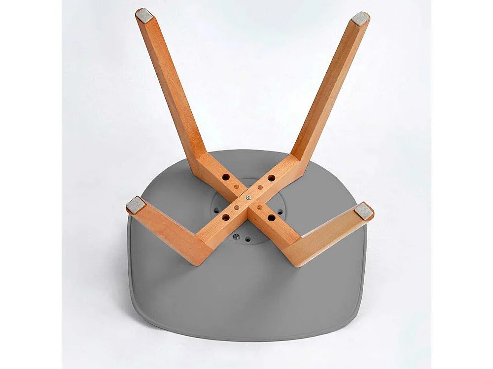 Schalensitz Stühle im Skandi Design Grau und Buche (4er Set)