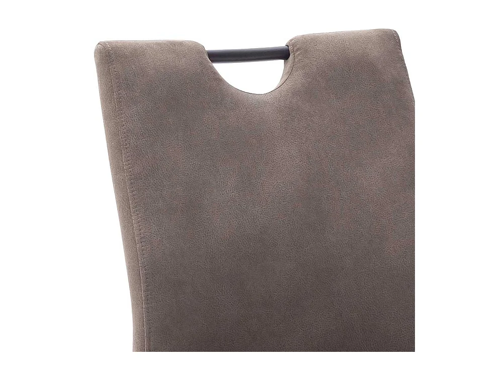 Freischwinger mit hoher Lehne und Griff Beige Microfaser (2er Set)