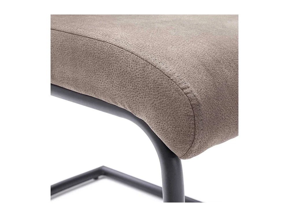 Freischwinger mit hoher Lehne und Griff Beige Microfaser (2er Set)