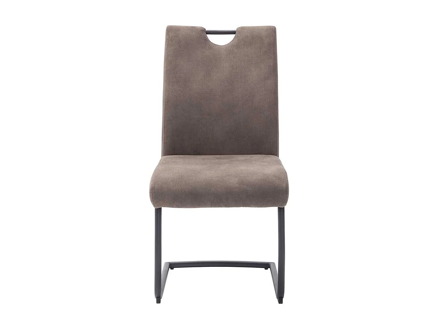 Freischwinger mit hoher Lehne und Griff Beige Microfaser (2er Set)