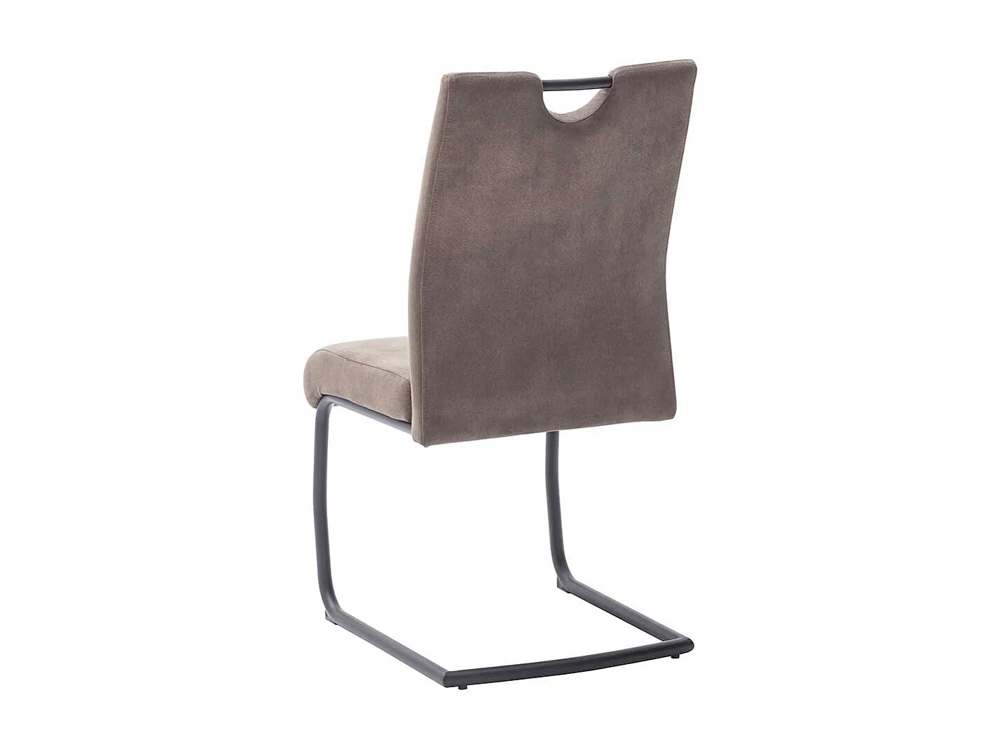 Freischwinger mit hoher Lehne und Griff Beige Microfaser (2er Set)