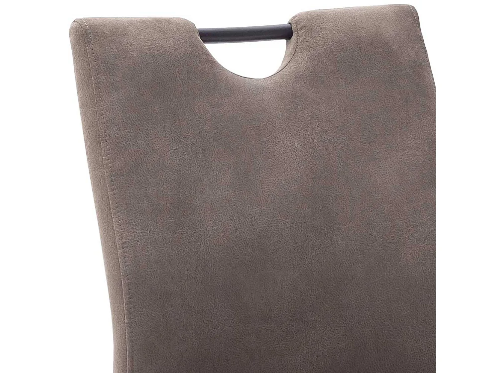 Freischwinger mit hoher Lehne und Griff Beige Microfaser (2er Set)