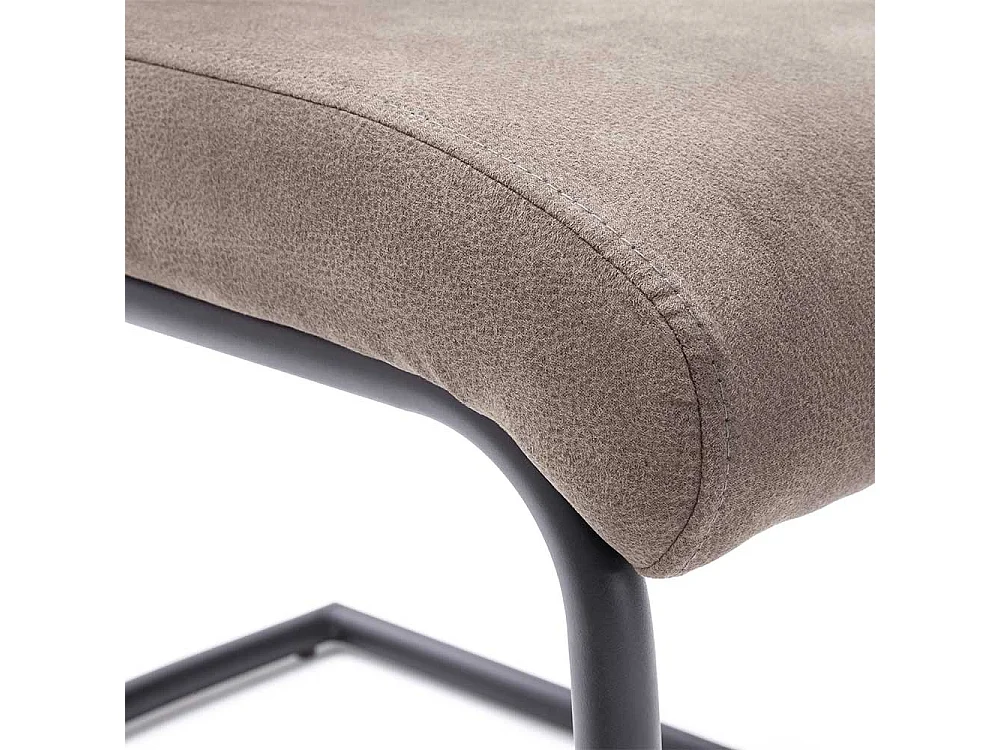 Freischwinger mit hoher Lehne und Griff Beige Microfaser (2er Set)