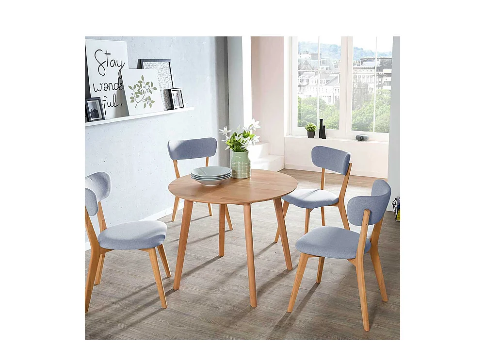 Stuhl Küche aus Kernbuche Massivholz Bezug aus Webstoff