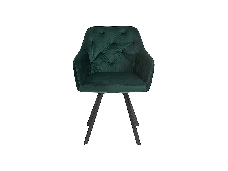 Esstisch Drehstuhl mit dunkelgrünem Samtbezug Gestell aus Metall