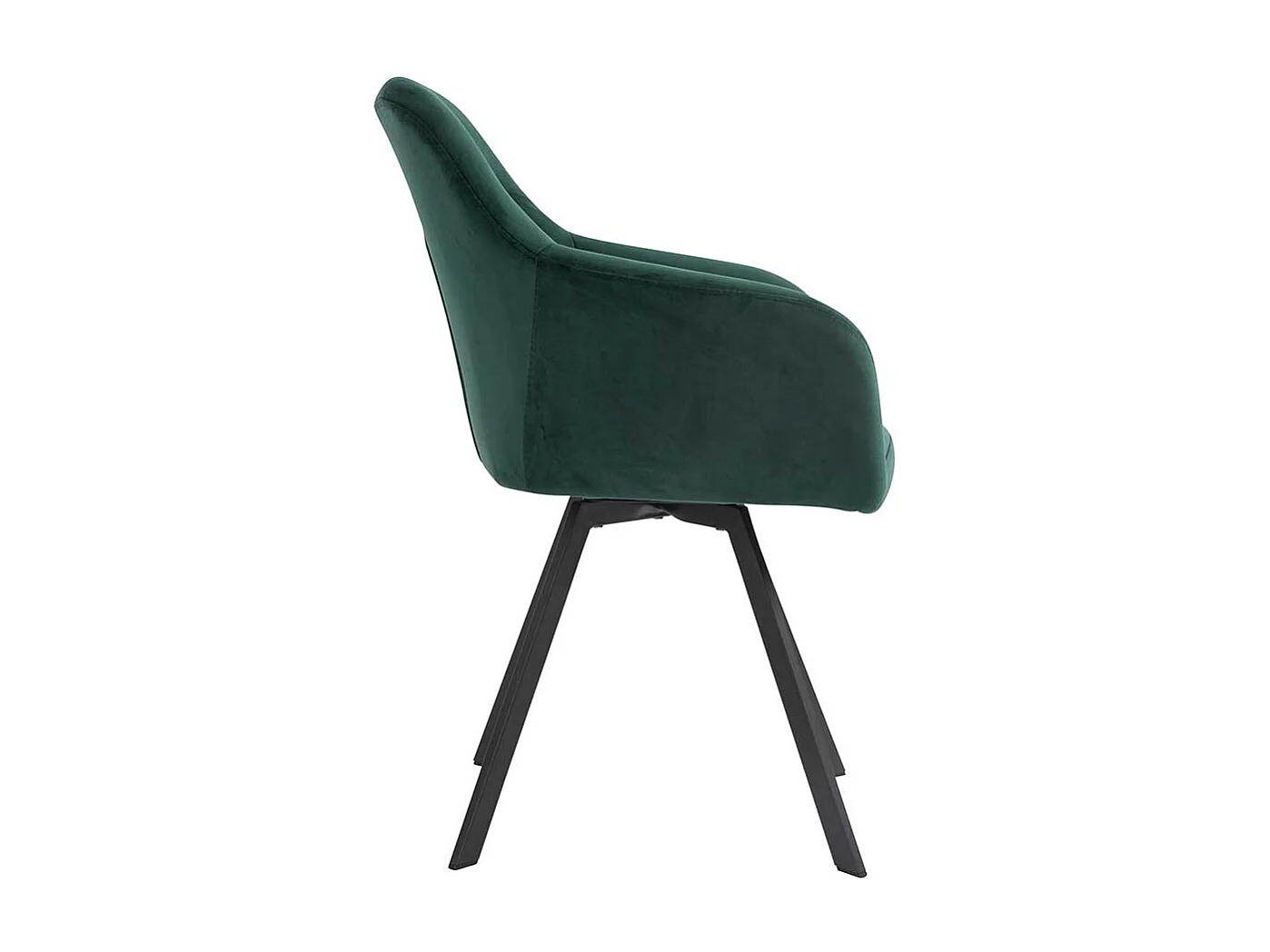 Esstisch Drehstuhl mit dunkelgrünem Samtbezug Gestell aus Metall