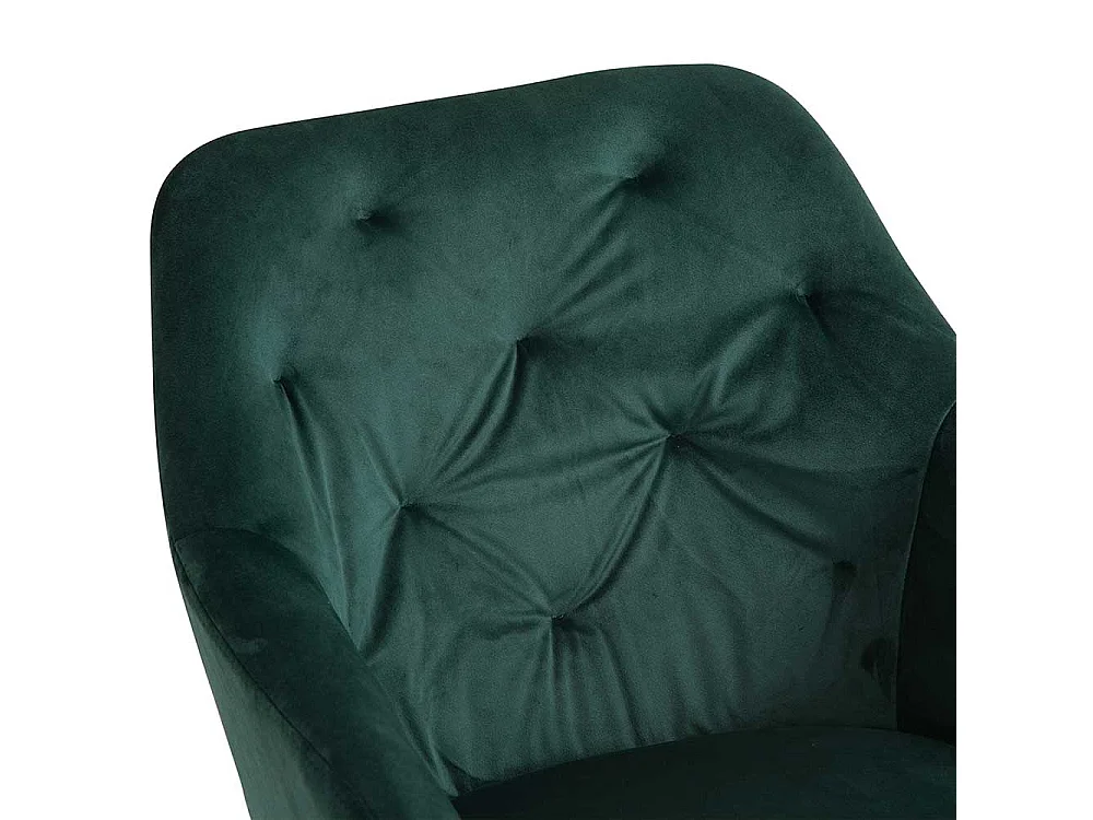 Esstisch Drehstuhl mit dunkelgrünem Samtbezug Gestell aus Metall