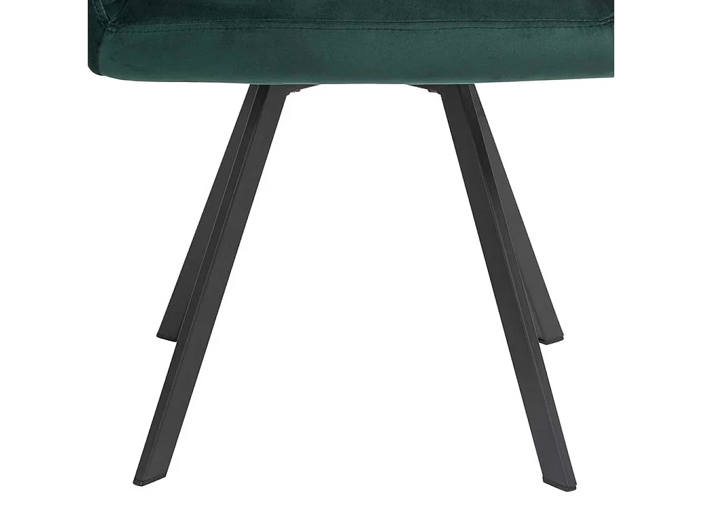 Esstisch Drehstuhl mit dunkelgrünem Samtbezug Gestell aus Metall