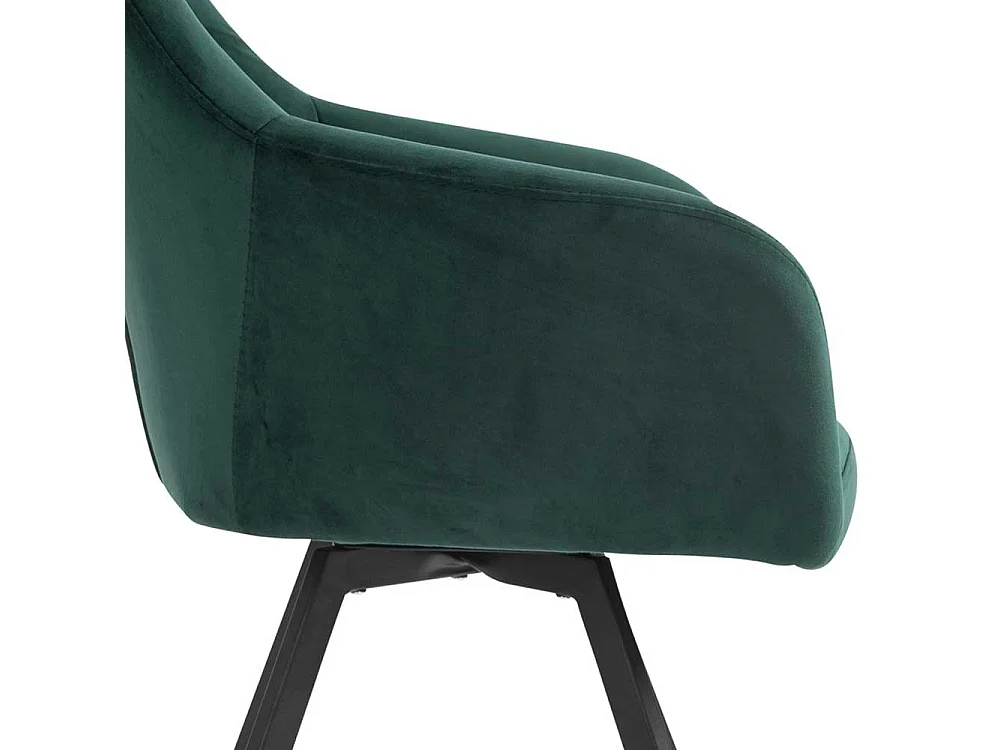 Esstisch Drehstuhl mit dunkelgrünem Samtbezug Gestell aus Metall