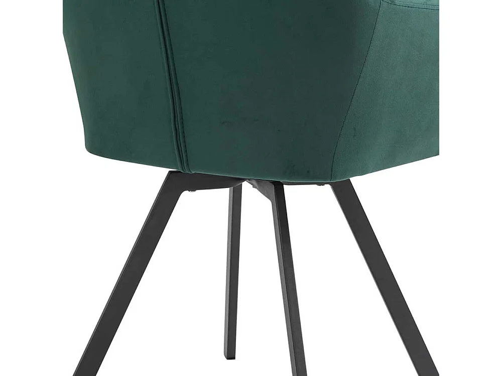 Esstisch Drehstuhl mit dunkelgrünem Samtbezug Gestell aus Metall