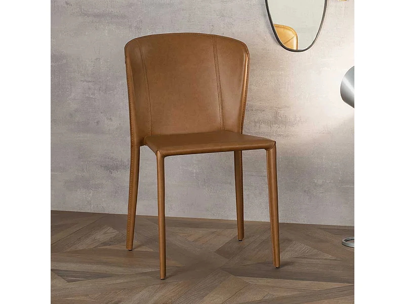 Stühle in Braun Kunstleder modern (2er Set)