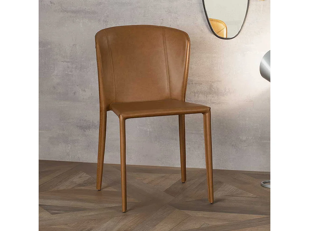 Stühle in Braun Kunstleder modern (2er Set)