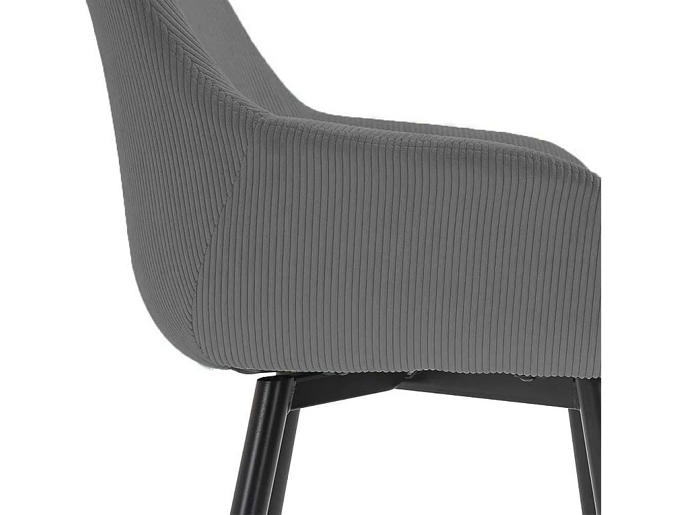 2 Stühle in Grau Cord Gestell aus Metall (2er Set)