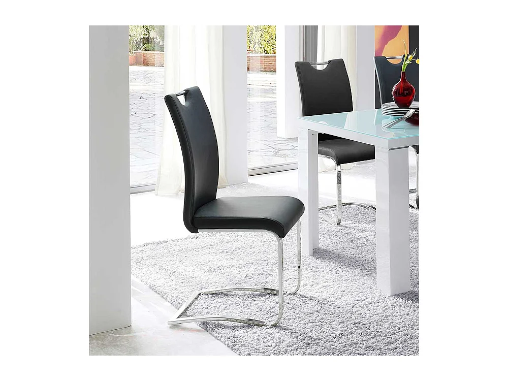 Esstischstuhl in Schwarz Stahl verchromt (4er Set)
