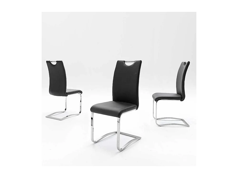 Esstischstuhl in Schwarz Stahl verchromt (4er Set)