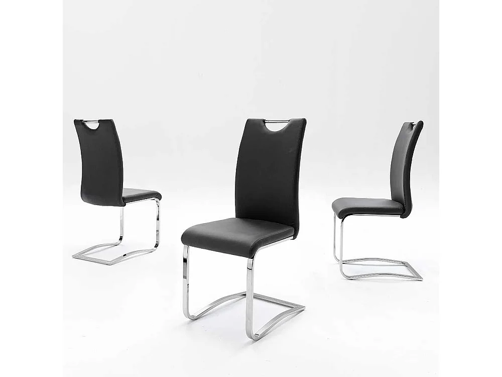 Esstischstuhl in Schwarz Stahl verchromt (4er Set)