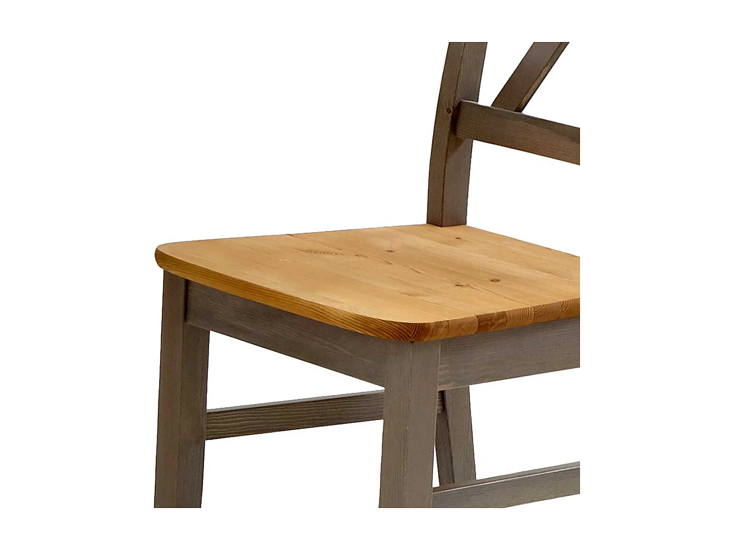 Landhaus Esszimmerstuhl in Grau Kiefer Massivholz (2er Set)