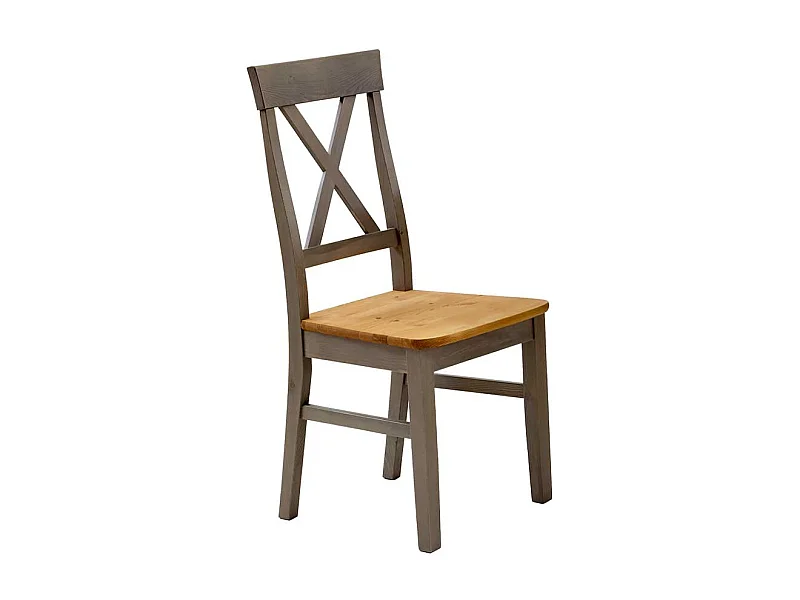 Landhaus Esszimmerstuhl in Grau Kiefer Massivholz (2er Set)