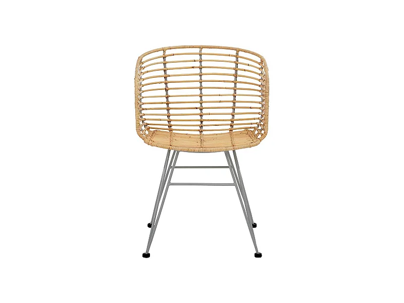 Rattan Esszimmerstühle in Beige und Silberfarben Armlehnen (2er Set)