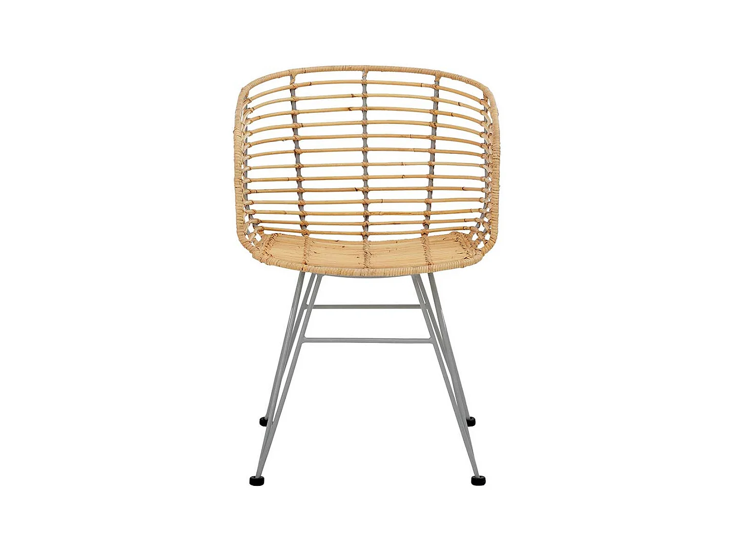 Rattan Esszimmerstühle in Beige und Silberfarben Armlehnen (2er Set)