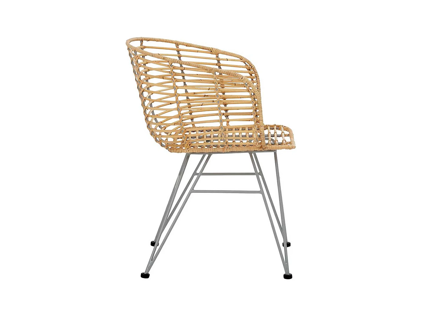 Rattan Esszimmerstühle in Beige und Silberfarben Armlehnen (2er Set)