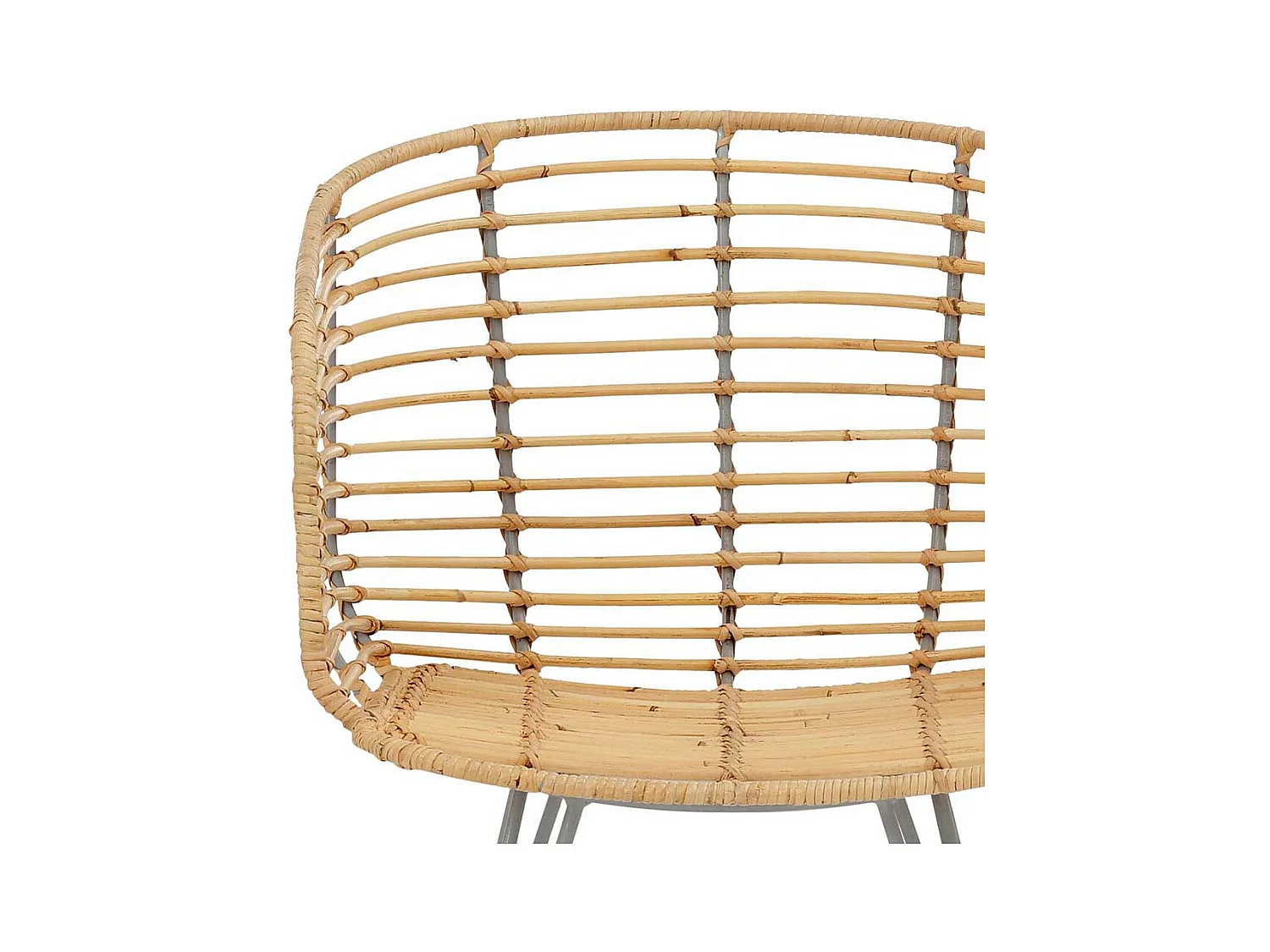 Rattan Esszimmerstühle in Beige und Silberfarben Armlehnen (2er Set)