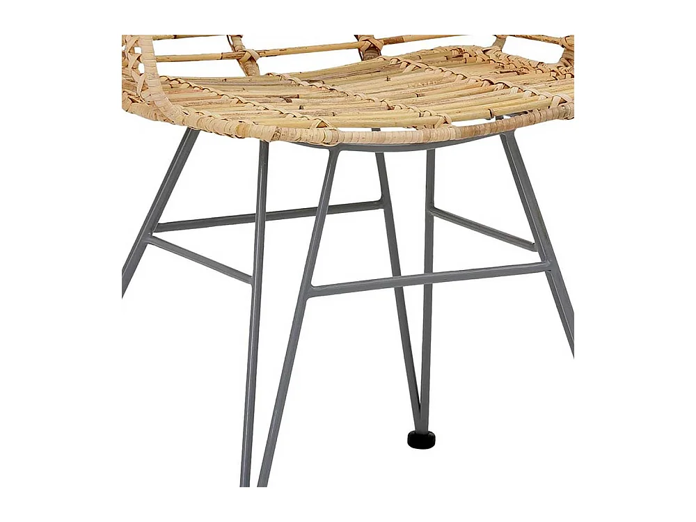 Rattan Esszimmerstühle in Beige und Silberfarben Armlehnen (2er Set)