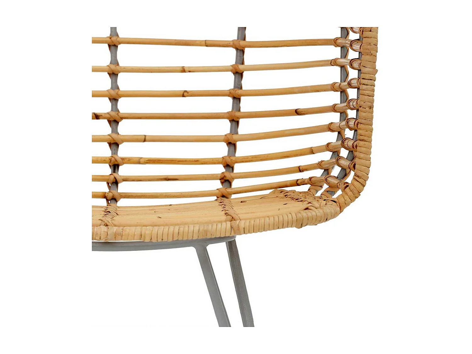 Rattan Esszimmerstühle in Beige und Silberfarben Armlehnen (2er Set)