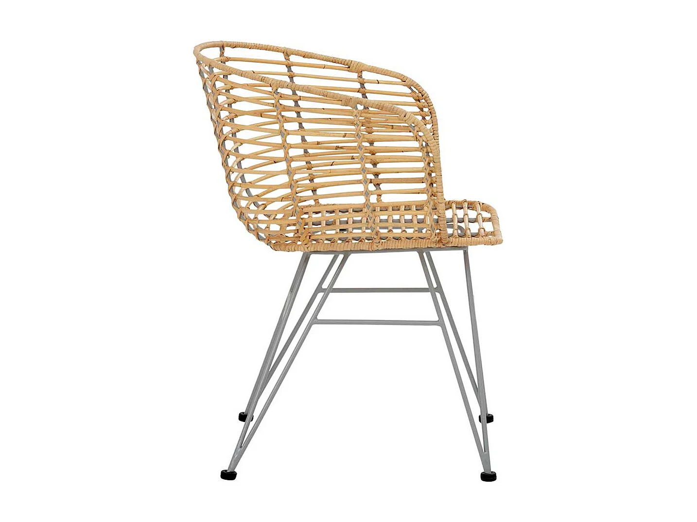 Rattan Esszimmerstühle in Beige und Silberfarben Armlehnen (2er Set)