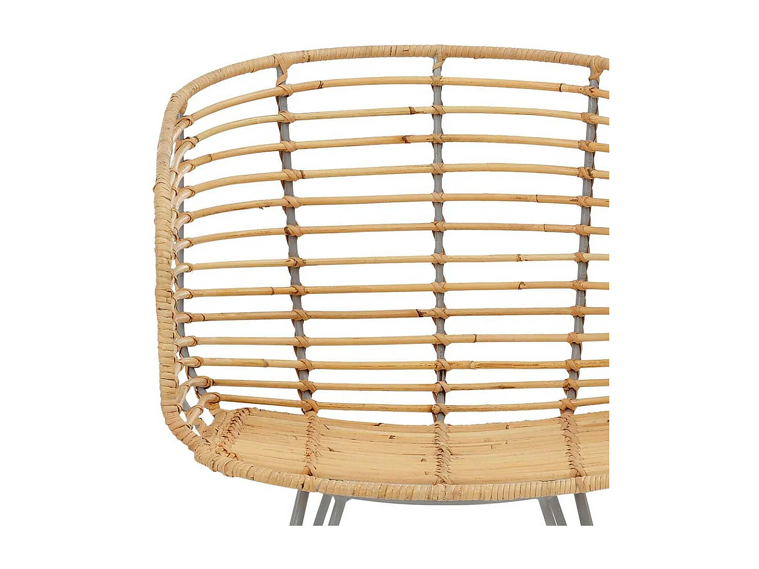 Rattan Esszimmerstühle in Beige und Silberfarben Armlehnen (2er Set)