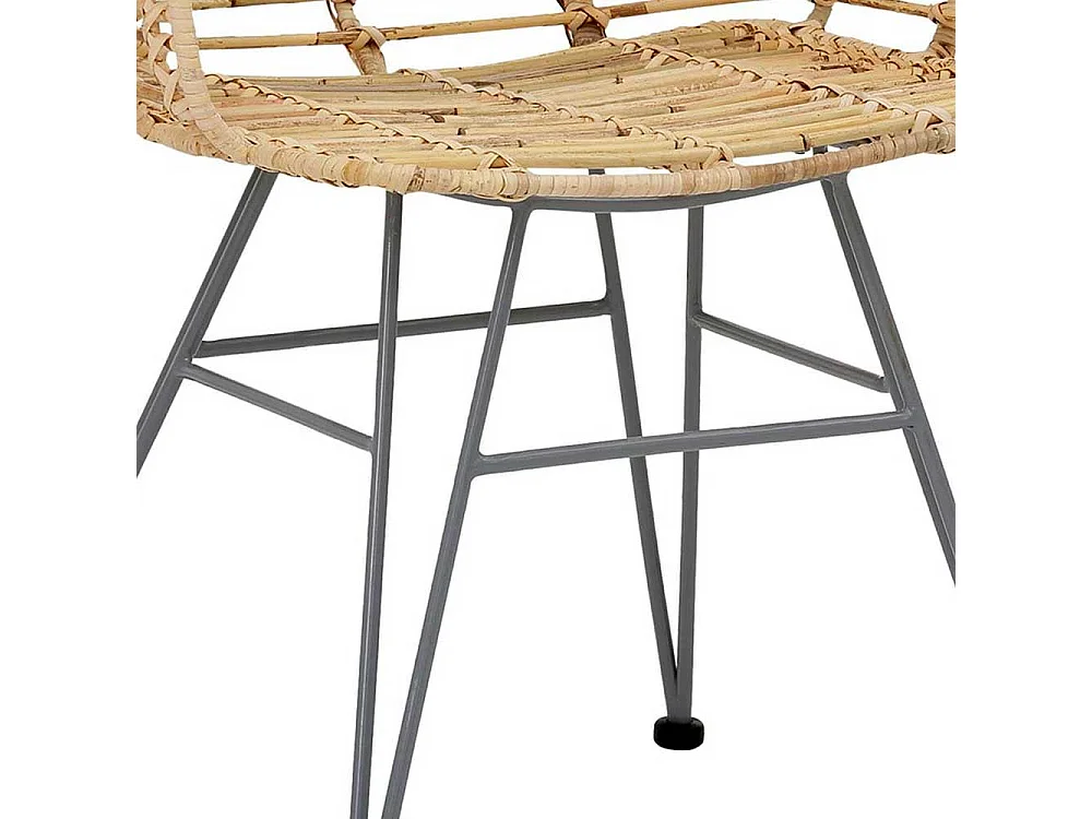 Rattan Esszimmerstühle in Beige und Silberfarben Armlehnen (2er Set)