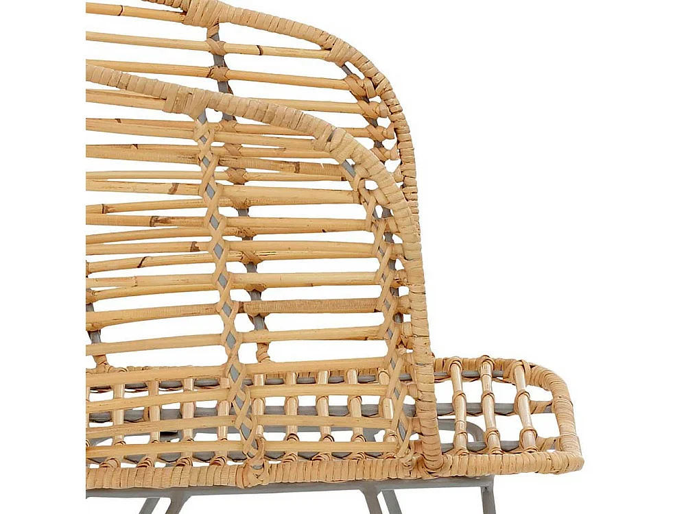 Rattan Esszimmerstühle in Beige und Silberfarben Armlehnen (2er Set)