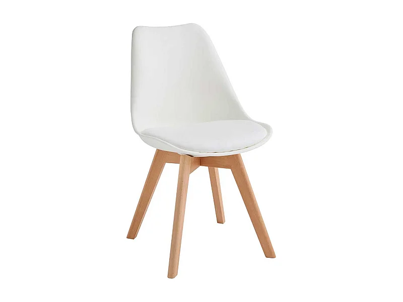 Skandi Schalenstühle in Weiß Gestell aus Massivholz (4er Set)