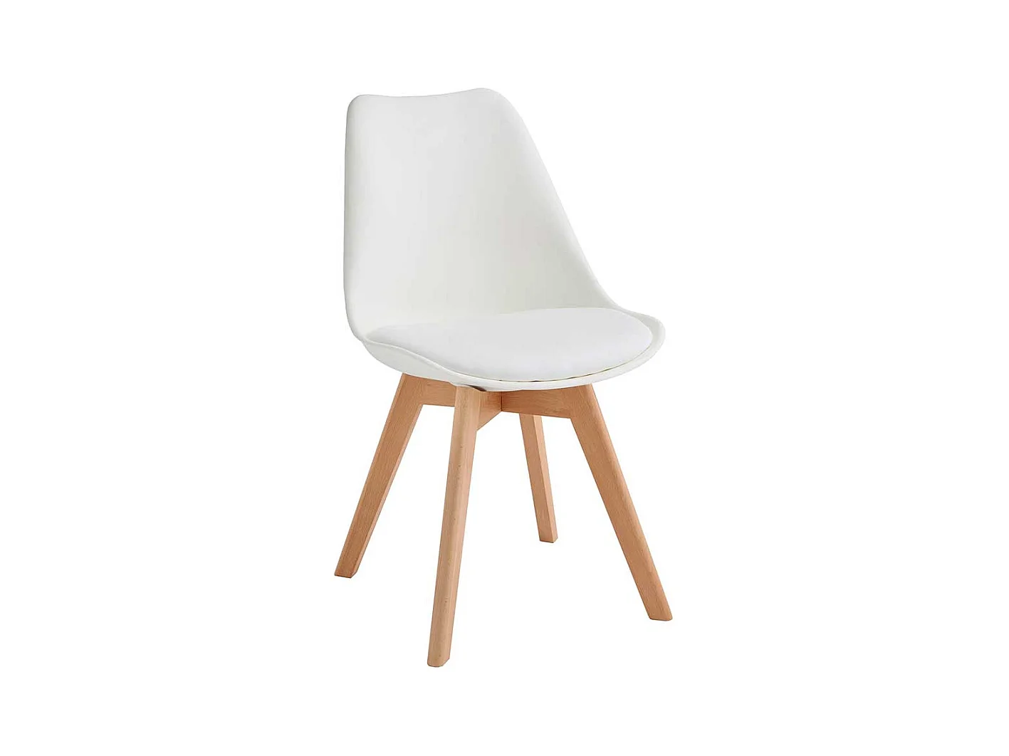 Skandi Schalenst�hle in Wei� Gestell aus Massivholz (4er Set)