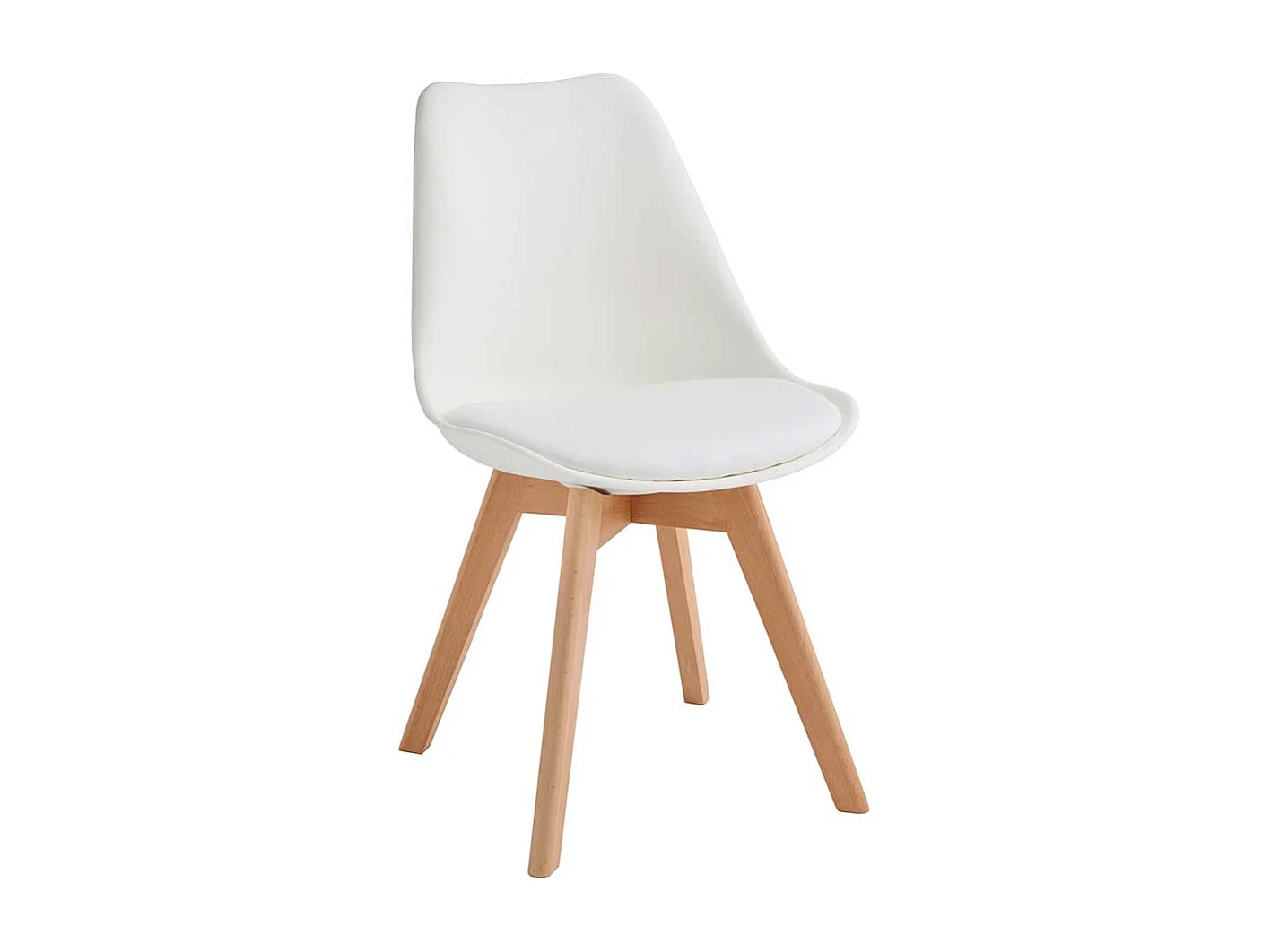 Skandi Schalenstühle in Weiß Gestell aus Massivholz (4er Set)