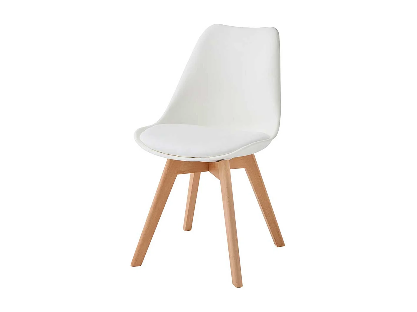 Skandi Schalenstühle in Weiß Gestell aus Massivholz (4er Set)