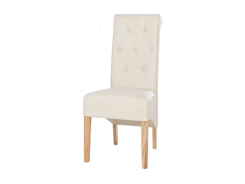 Esstischstuhl Set in Creme Weiß Kunstleder Eiche Massivholz (2er Set)