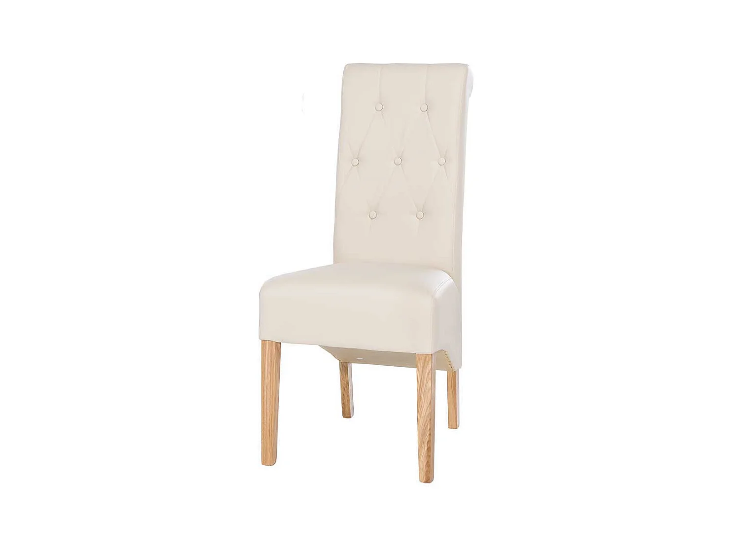 Esstischstuhl Set in Creme Wei� Kunstleder Eiche Massivholz (2er Set)