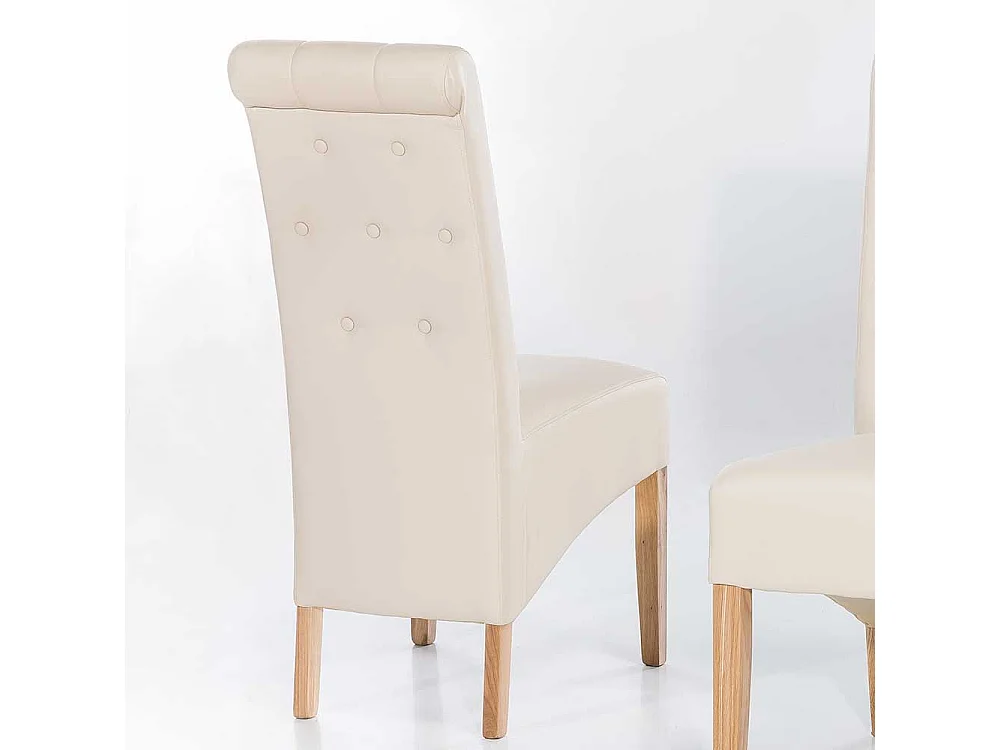 Esstischstuhl Set in Creme Weiß Kunstleder Eiche Massivholz (2er Set)