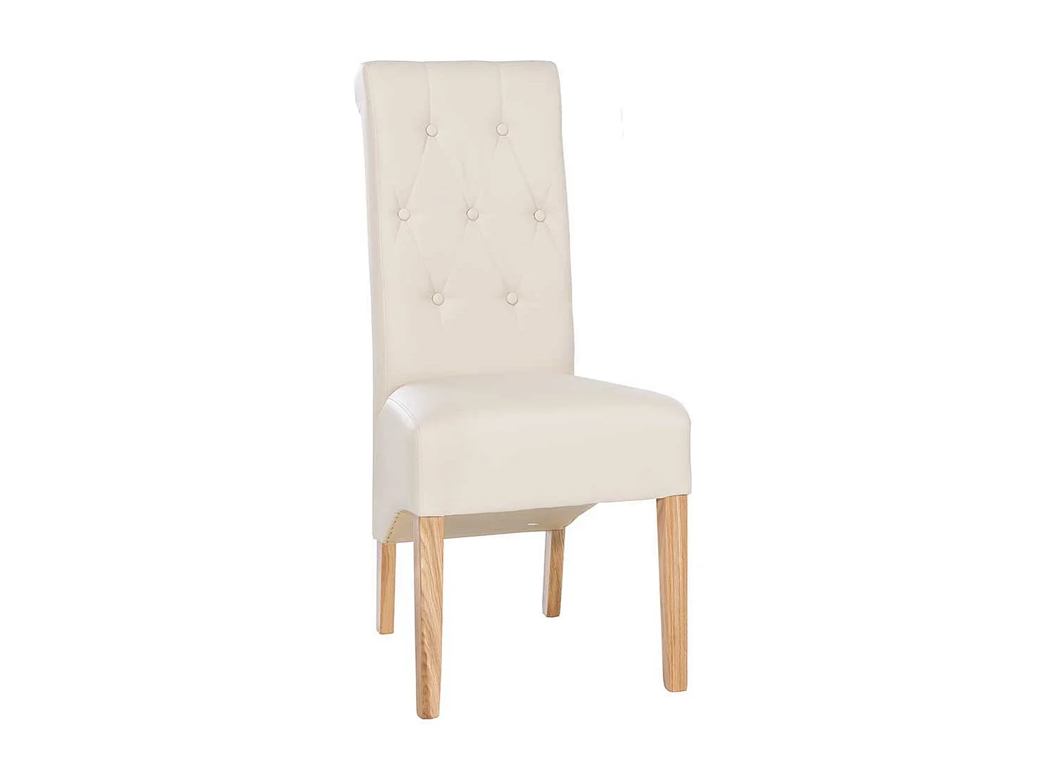 Esstischstuhl Set in Creme Weiß Kunstleder Eiche Massivholz (2er Set)