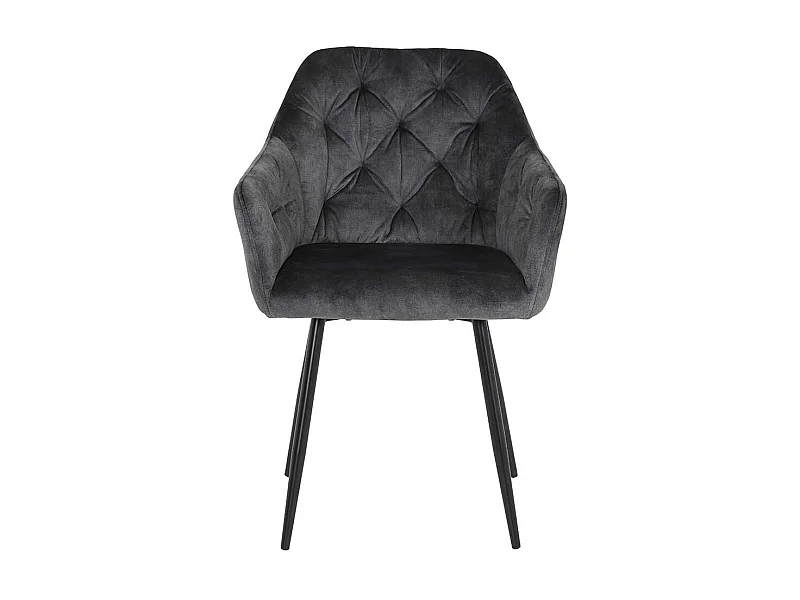 Polsterstuehle Esszimmer in Anthrazit Samtvelours Metallgestell schwarz (2er Set)