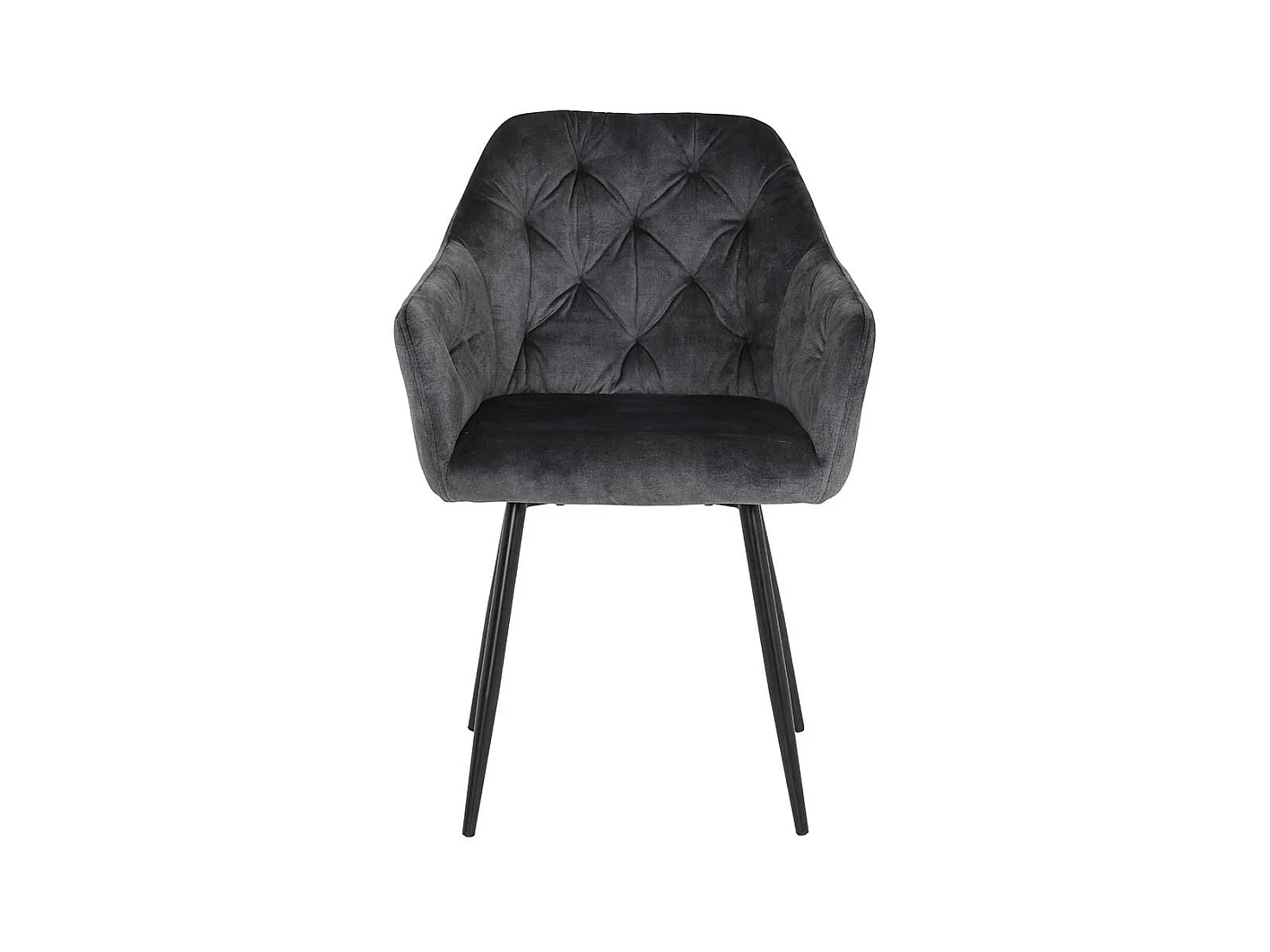 Polsterstuehle Esszimmer in Anthrazit Samtvelours Metallgestell schwarz (2er Set)