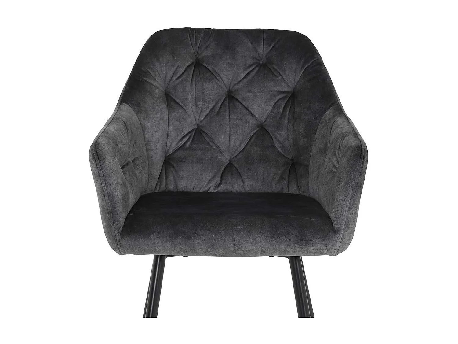 Polsterstuehle Esszimmer in Anthrazit Samtvelours Metallgestell schwarz (2er Set)