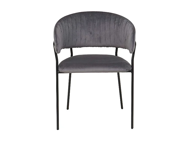 Ablagestuhl in Samt Grau Gestell aus Metall