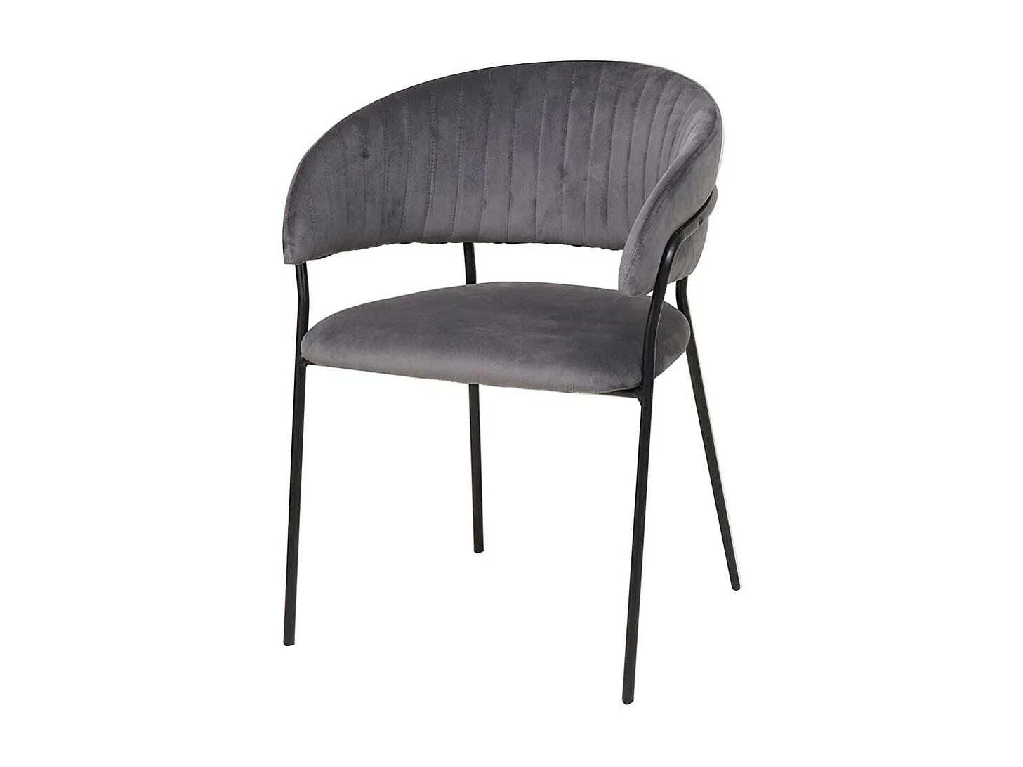 Ablagestuhl in Samt Grau Gestell aus Metall