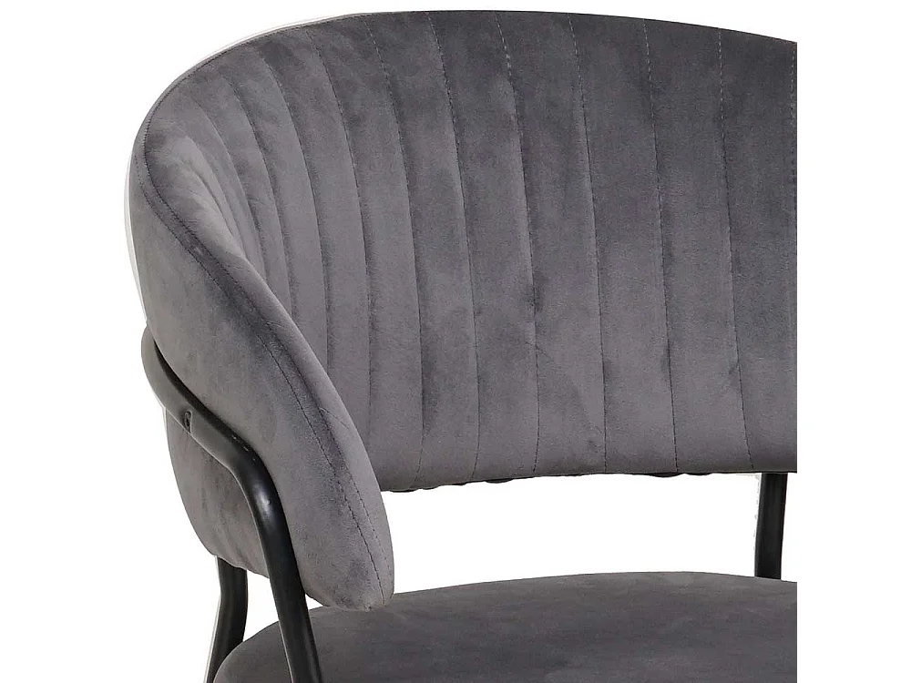 Ablagestuhl in Samt Grau Gestell aus Metall