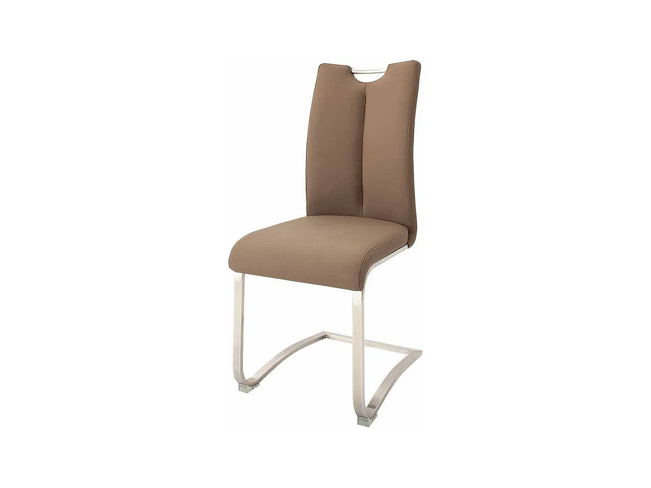 Freischwinger in Braun Leder Edelstahl (2er Set)