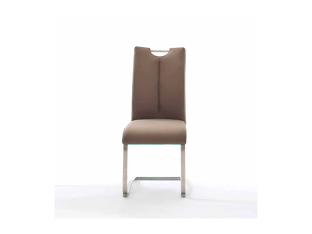 Freischwinger in Braun Leder Edelstahl (2er Set)