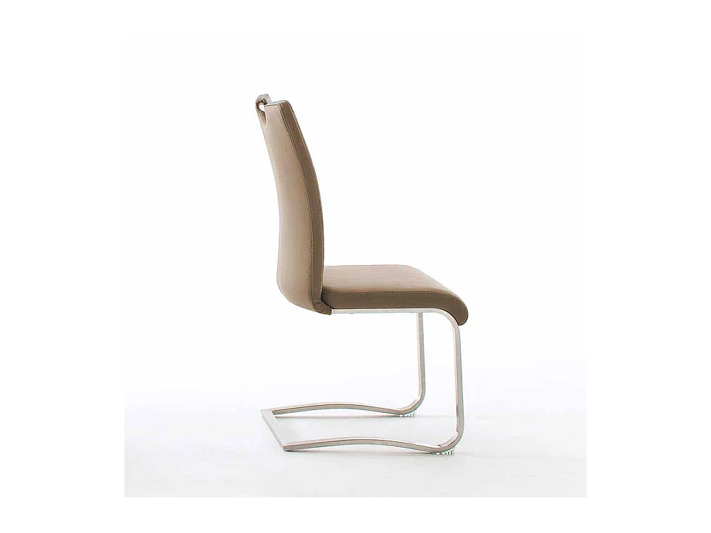 Freischwinger in Braun Leder Edelstahl (2er Set)